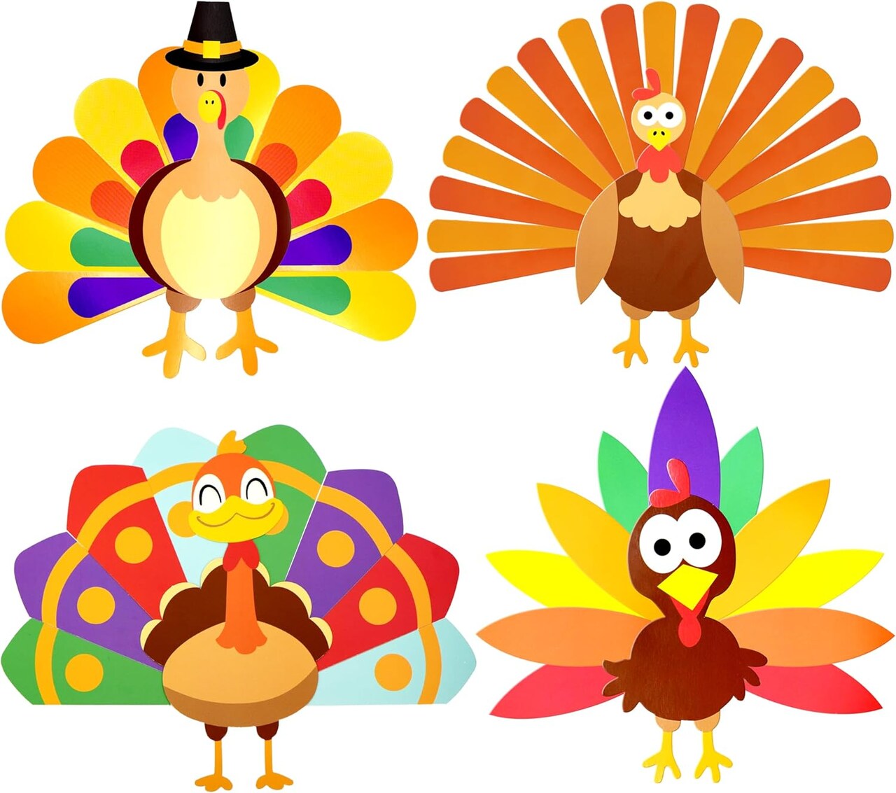 4E's Novelty Turkey Craft Kit, 4 Pcs Thanksgiving Crafts Kits for Kids, Thankful Turkey Activity, Turkeys Arts and Crafts for Ages 3+, Friends Giving Kids Craft With Designing Elegant